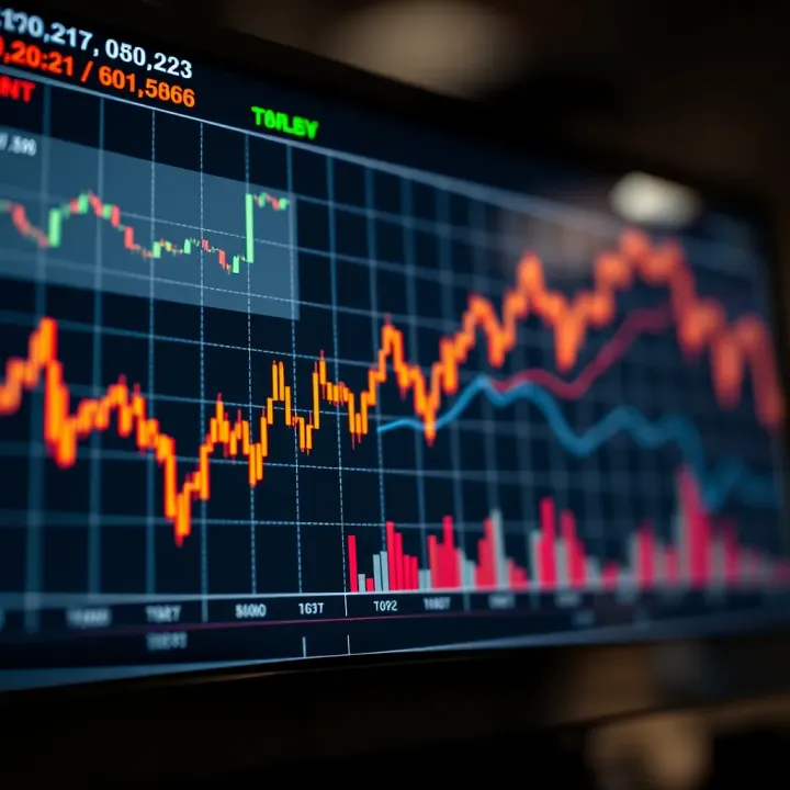 Graph illustrating currency exchange rate fluctuations in forex market