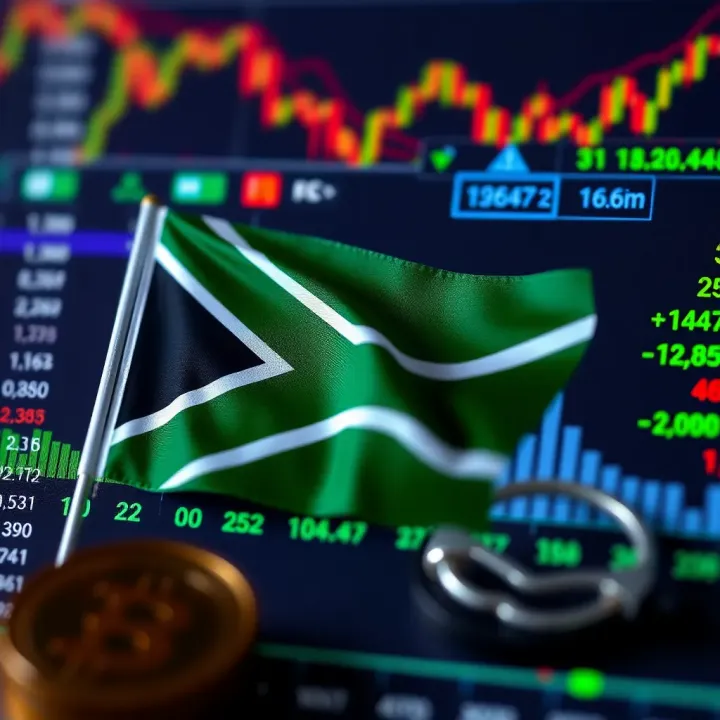Forex Trading Concepts, Risks, and Local Regulations in South Africa Illustration of forex currency pairs with South African flag and regulatory icons