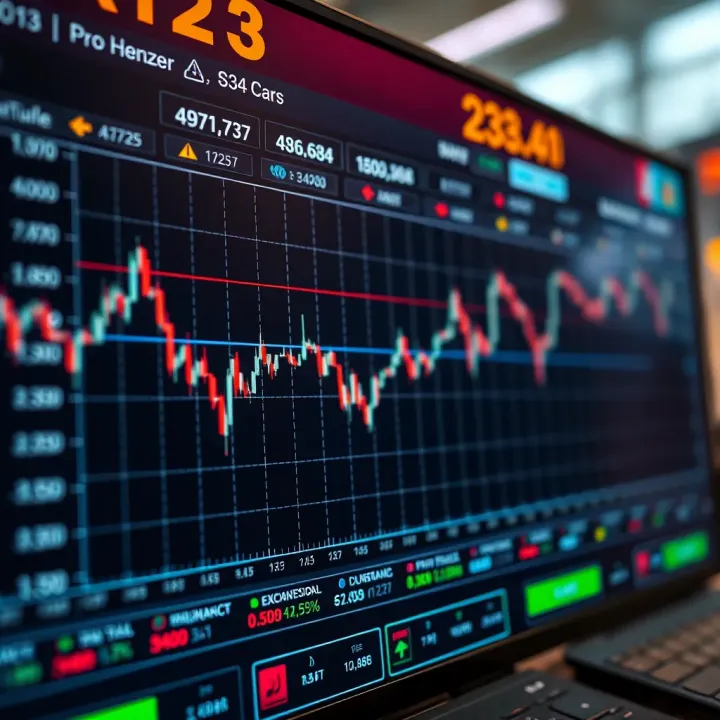 Currency Exchange Rate Movements on Trading Platform Graph illustrating currency exchange rate fluctuations on a digital trading platform