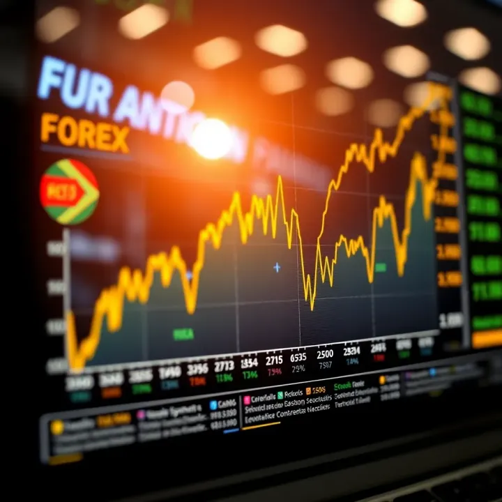 Graph showing fluctuating currency exchange rates relevant to South African forex trading