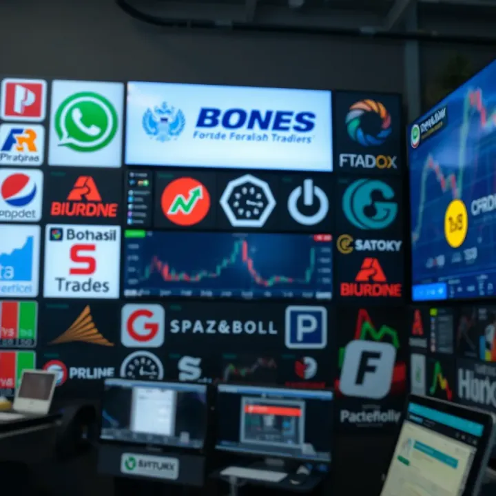 Popular Forex Brokers and Platforms in Yokohama A collection of forex brokers logos and trading platforms popular among Yokohama traders