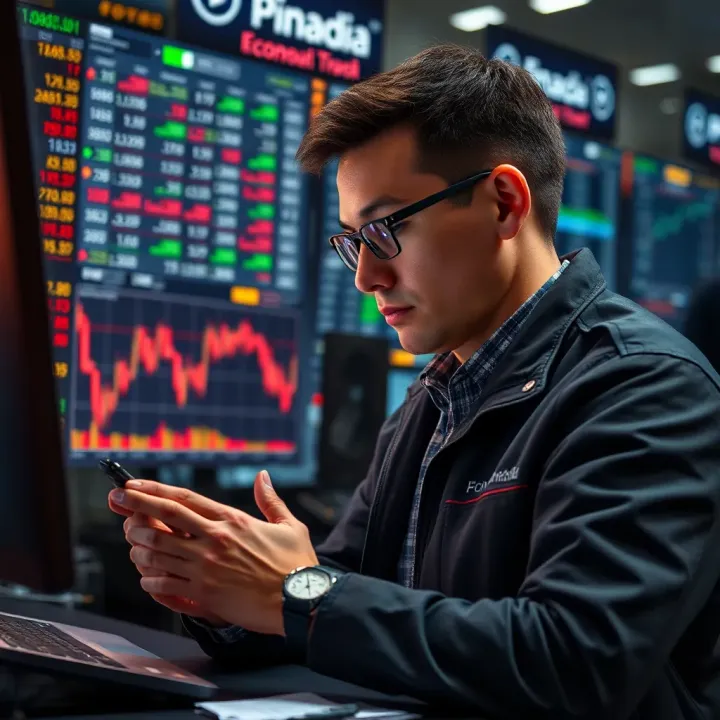 Forex trader analyzing economic calendar data to forecast currency movements