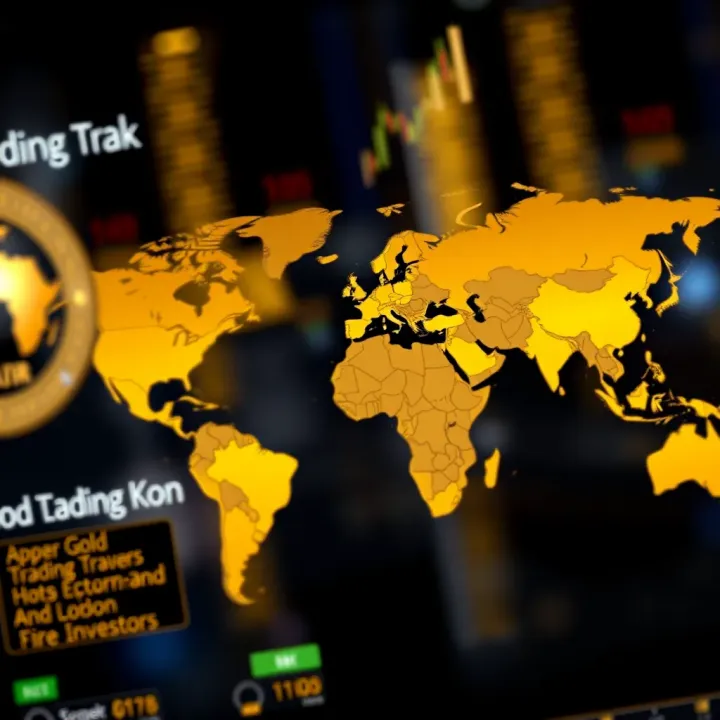 Global map illustrating operational hours of major gold trading markets including New York, London, and Hong Kong