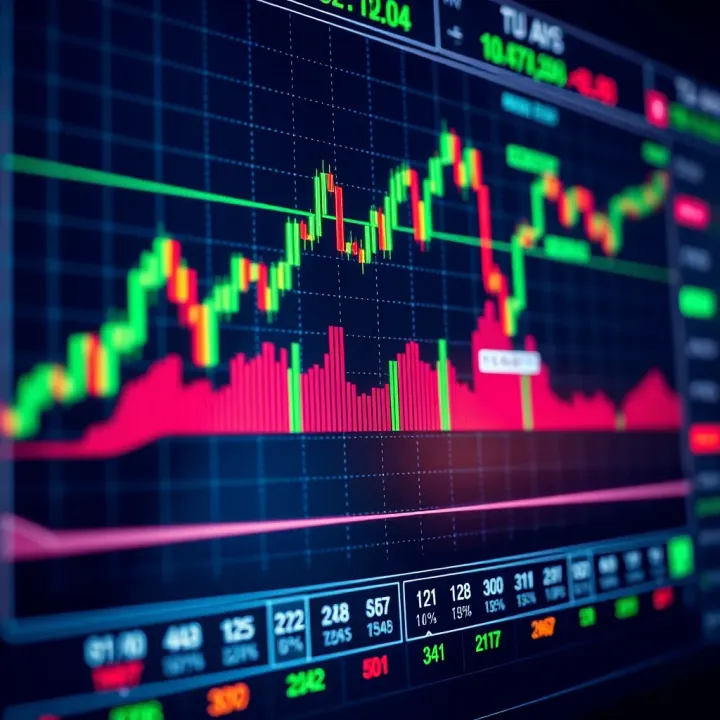 Forex Trading Platform Interface with Currency Charts Chart displaying currency pairs and trading indicators on a digital forex platform