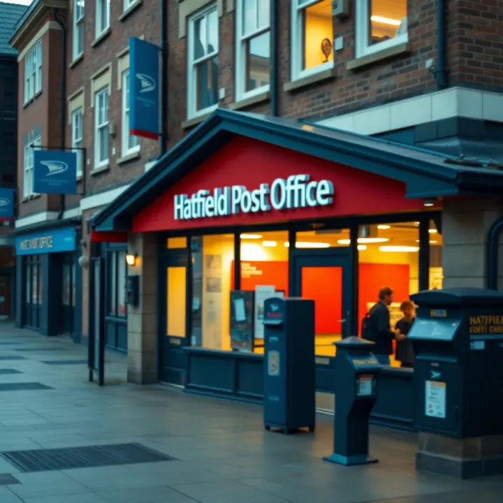 Hatfield Post Office Exterior and Signage Exterior view of Hatfield Post Office building with clear signage