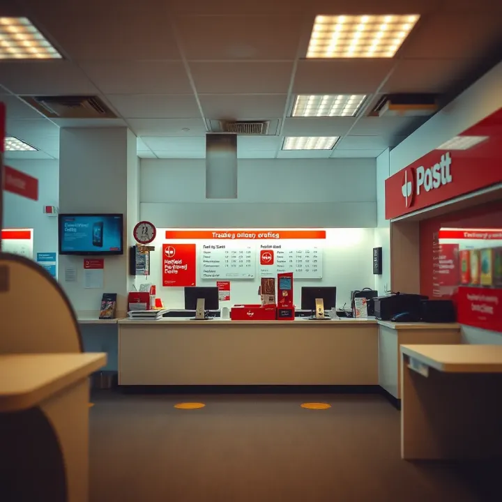 Interior of Hatfield Post Office showcasing service counters and customer area
