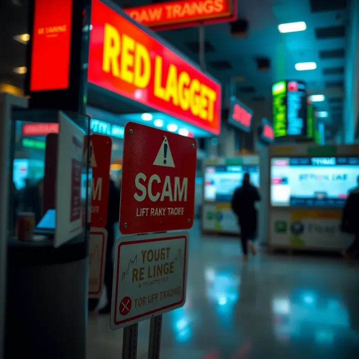 Recognizing Red Flags and Managing Risks in Binary Options Trading Warning signs and risk management icons highlighting common binary options scam tactics