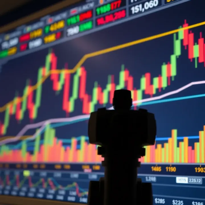 Forex candlestick chart showing price movements and trends with indicators