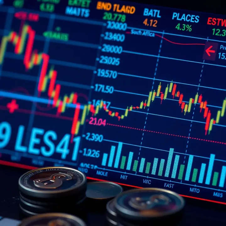 Forex Market Dynamics and Currency Trends in South Africa Currency symbols and financial charts representing forex market dynamics in South Africa