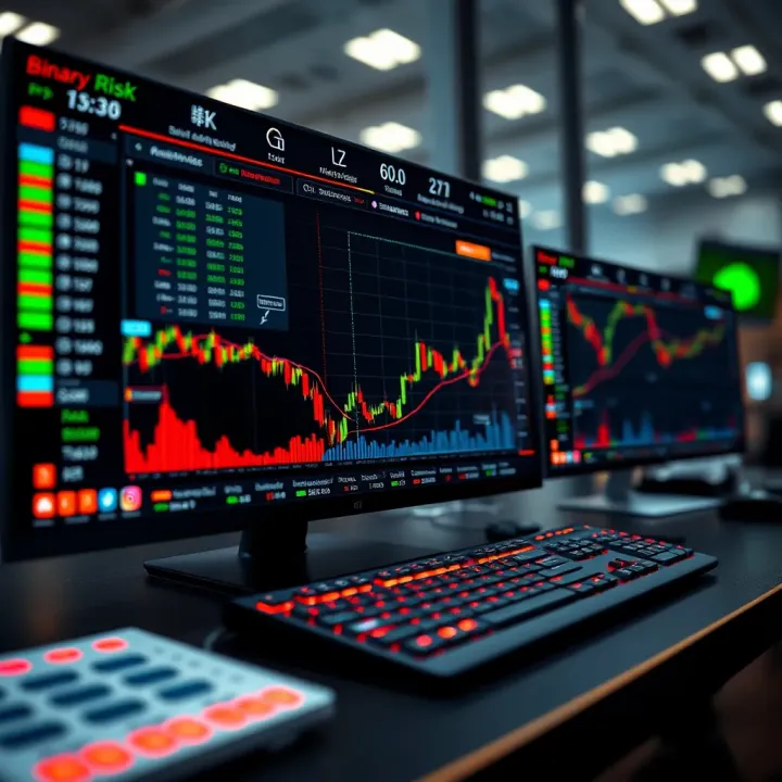 Essential Risk Management Tools for Binary Trading Digital interface displaying risk management tools and indicators for trading decisions