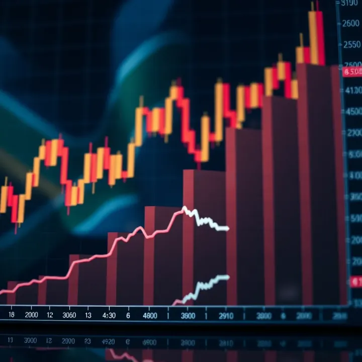 Graph depicting upward trend with forex chart and South African flag overlay