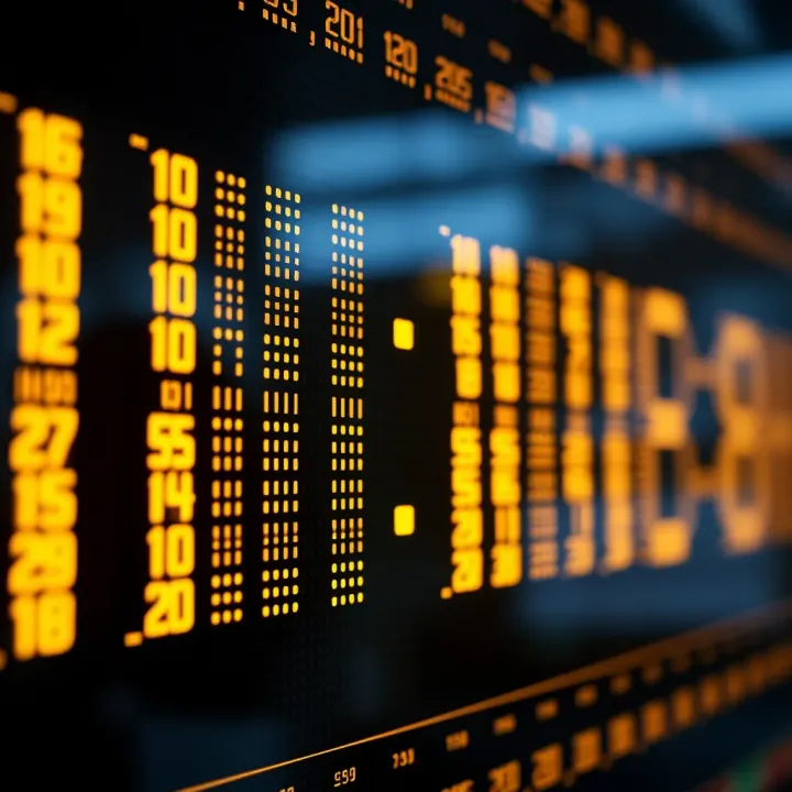 A modern binary clock display showing time through illuminated LEDs arranged in columns representing hours, minutes, and seconds