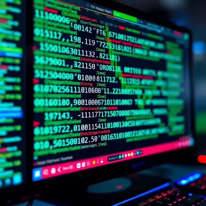 Converting Binary Data to Readable Text Illustration showing the transformation of binary data into readable text on a computer screen