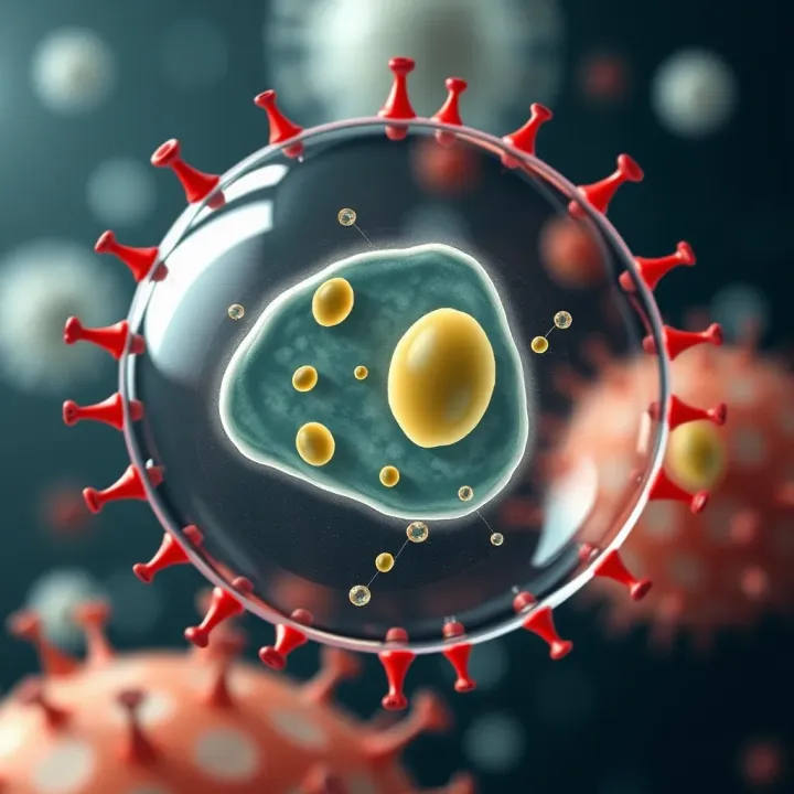Binary Fission Illustrated in a Bacterial Cell Diagram showing a single bacterial cell dividing into two identical cells through binary fission