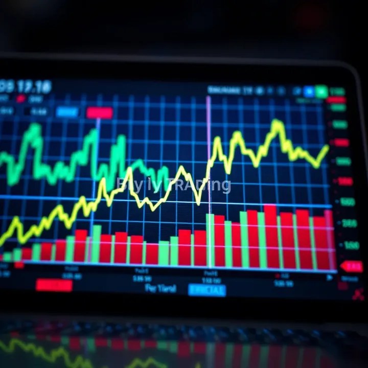 Graph showing upward and downward trends representing binary trading decisions