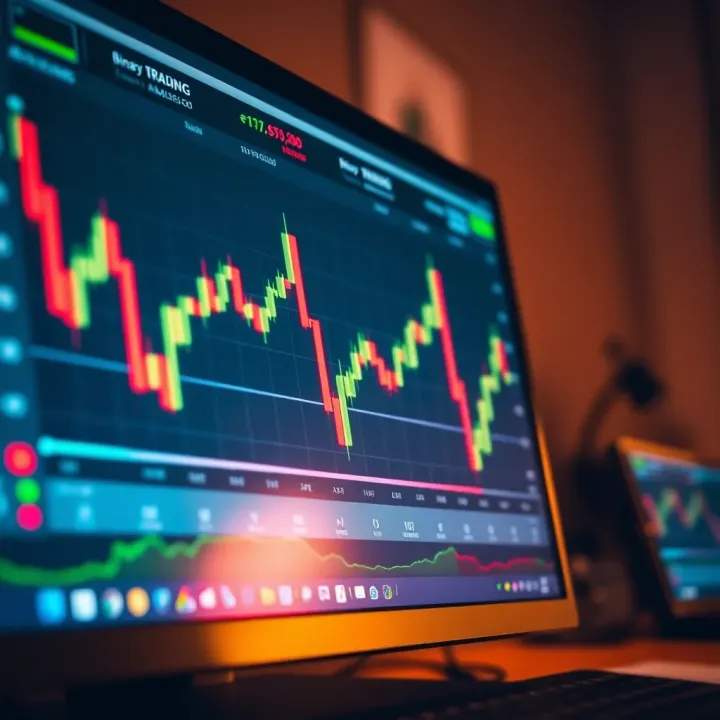 Binary Options Trading Platform Interface Close-up of a computer screen showing a binary options trading platform interface