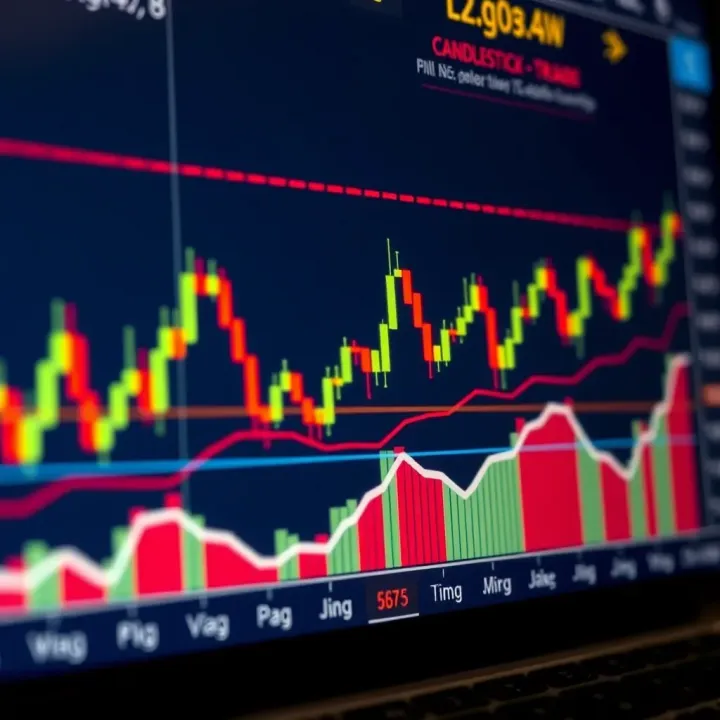 Graph showing various candlestick patterns used in stock market analysis illustrating bullish and bearish trends
