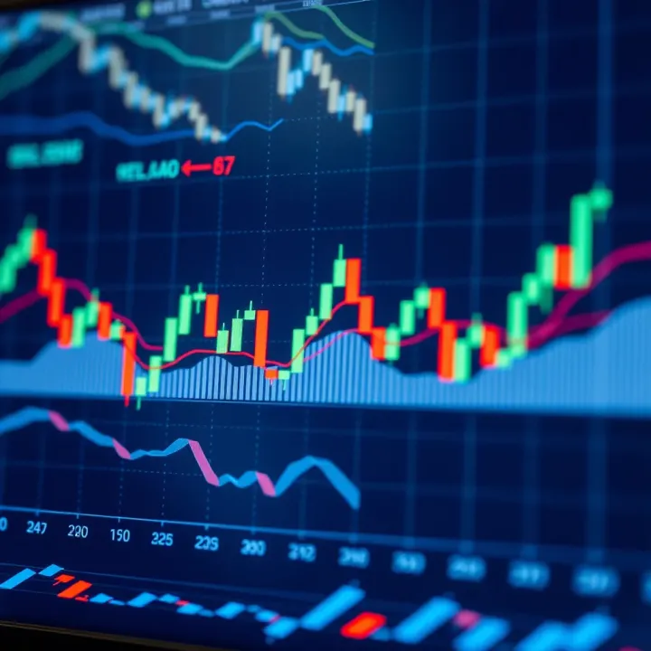 Forex chart displaying candlestick patterns and trend lines for trading analysis