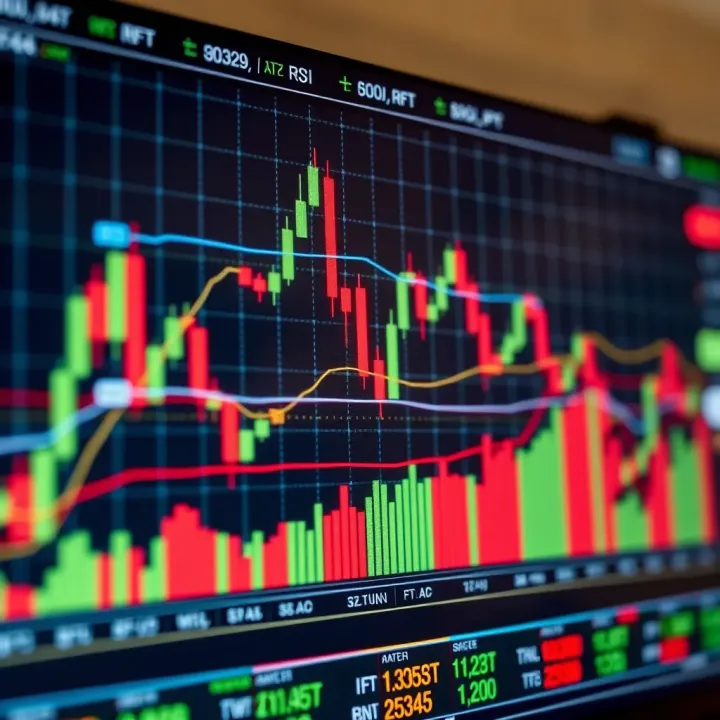 Technical indicators including moving averages and RSI on a forex trading graph