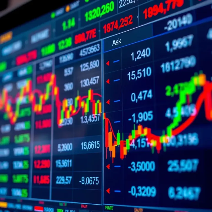Forex trading platform screen displaying live bid and ask quotes for multiple currencies