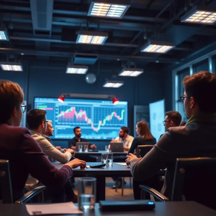 Collaborative Forex Strategy Workshop Group of attendees engaged in a workshop discussing forex trading strategies