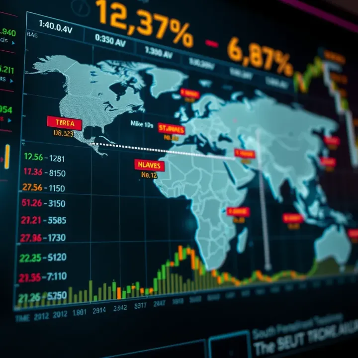 Global forex trading sessions with highlighted time zones showing major market openings and closings relevant to South African traders