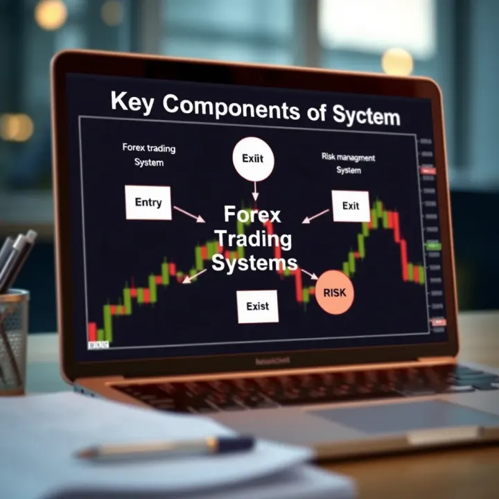 Key Components of a Forex Trading System Diagram illustrating components of a forex trading system including entry, exit, and risk management