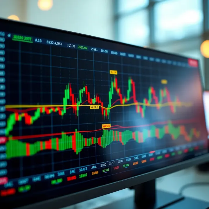 Digital Forex Chart Highlighting Trading Signals Illustration of a digital forex chart with signals marked for strategy planning