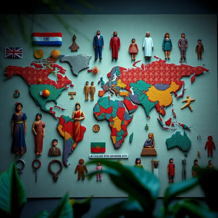 Cultural Expressions of Gender Diversity Around the World Diverse cultural symbols and patterns arranged to highlight gender diversity across societies