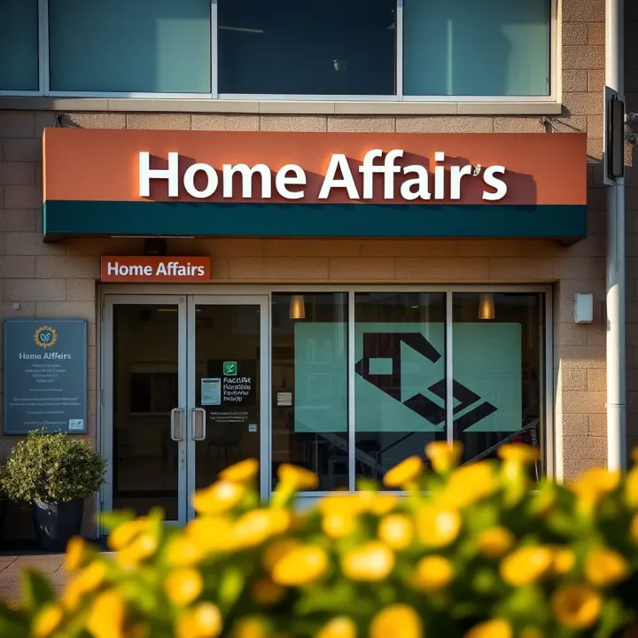 Exterior view of the Home Affairs office in Alberton showing entrance and signage