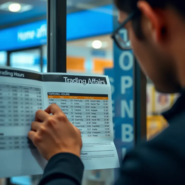 Checking Home Affairs Alberton Trading Hours Close-up of a person checking a timetable for Home Affairs Alberton opening and closing times