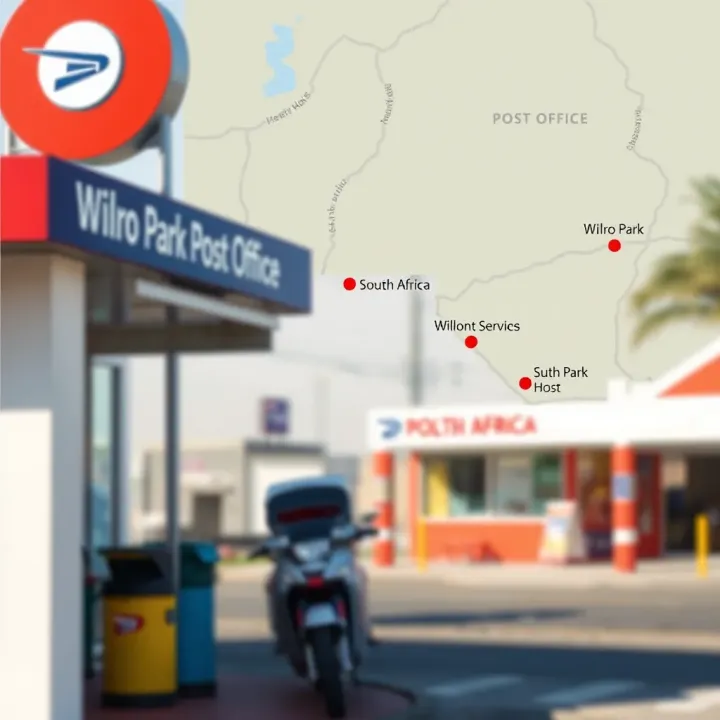 Nearby Postal Services around Wilro Park Post Office Map showing Wilro Park area highlighting nearby postal service locations in South Africa