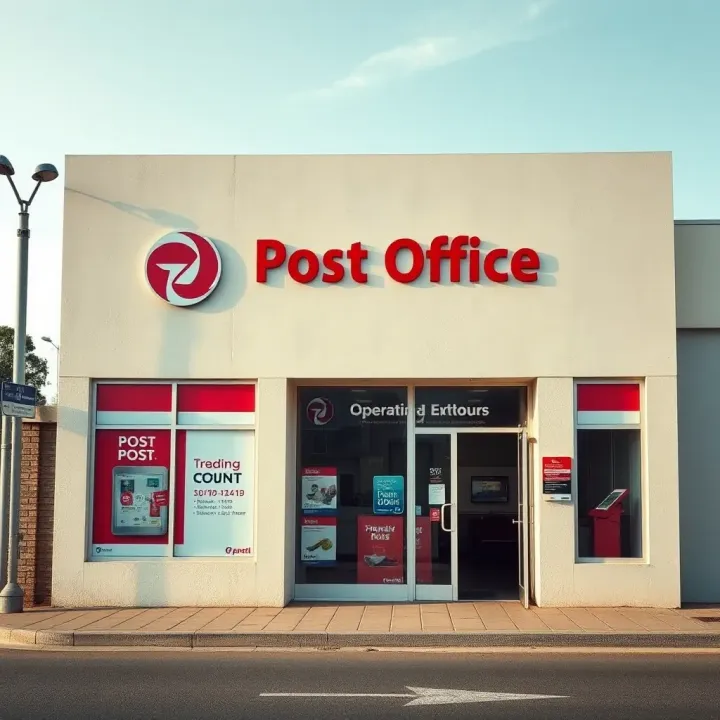 Front entrance of Wilro Park Post Office with clear signage and operating hours displayed